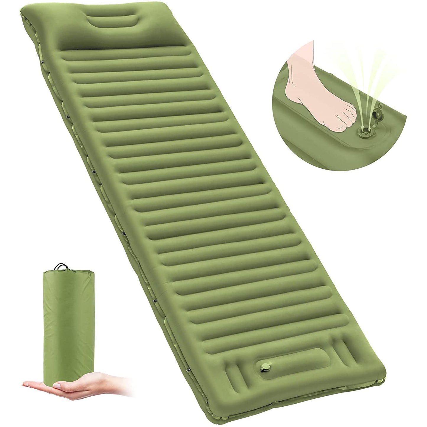 Colchoneta 40D Impermeable para Camping – Con Broche De Unión y Soporta 180 kg