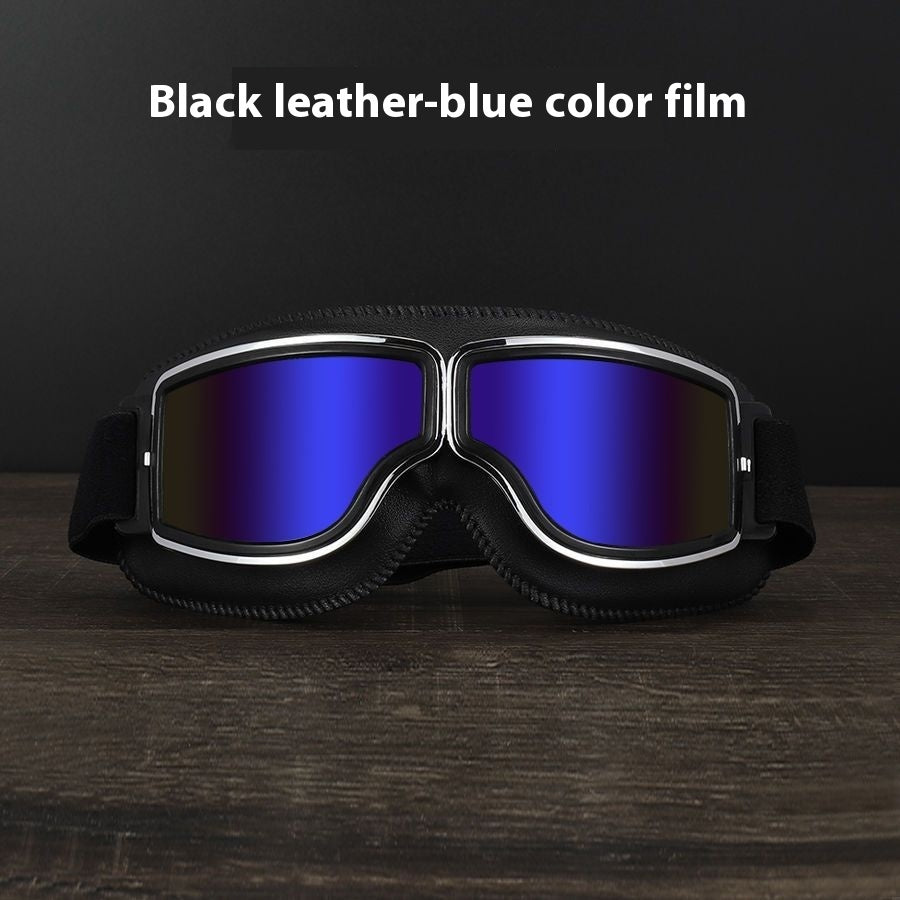 Gafas Retro con Detalles en Cuero Sintético – Estilo Vintage y Protección Outdoor
