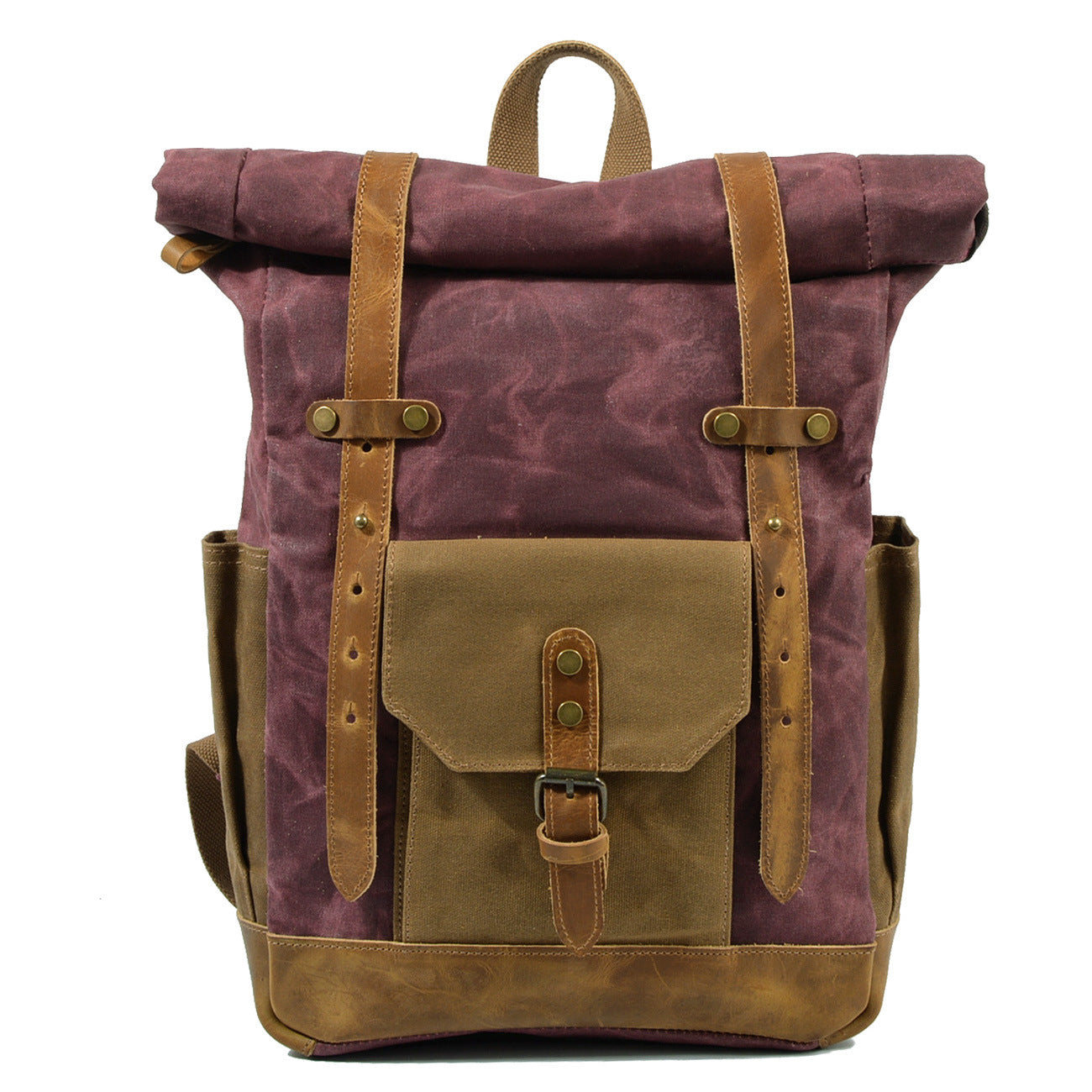 Mochila Vintage Roll-Top de Lona Impermeable – Estilo Clásico y Resistente