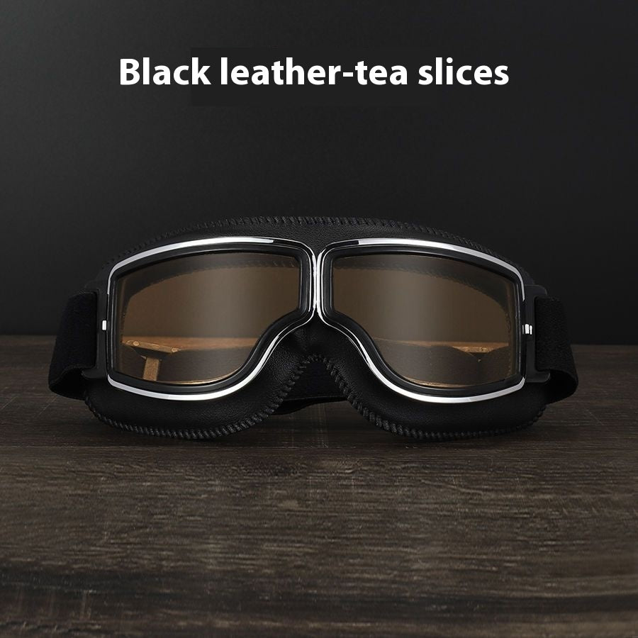 Gafas Retro con Detalles en Cuero Sintético – Estilo Vintage y Protección Outdoor