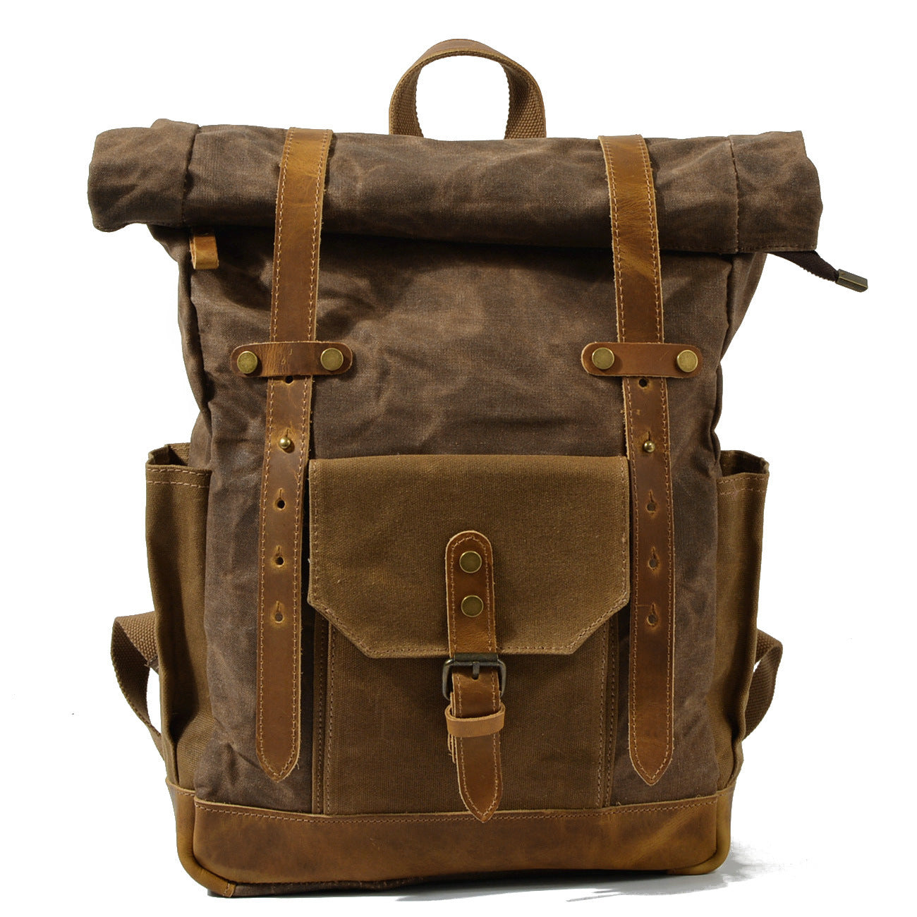 Mochila Vintage Roll-Top de Lona Impermeable – Estilo Clásico y Resistente