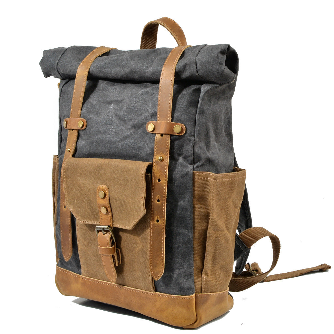 Mochila Vintage Roll-Top de Lona Impermeable – Estilo Clásico y Resistente