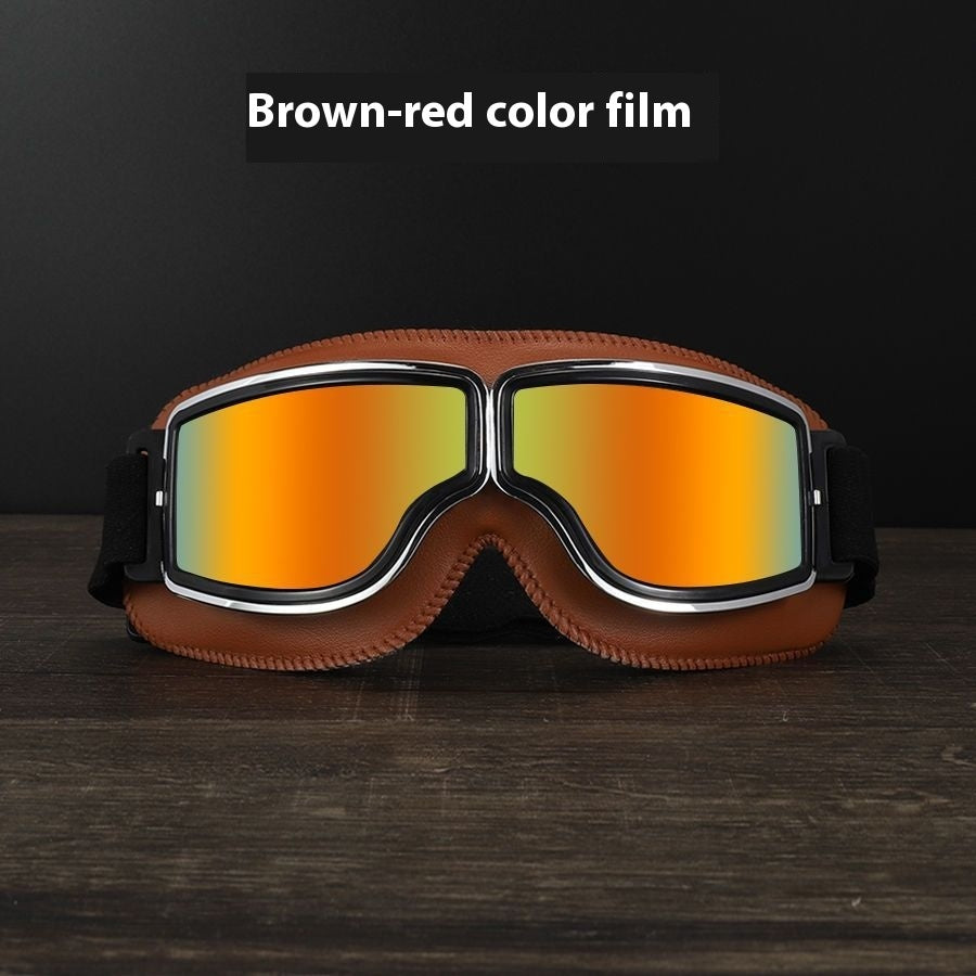 Gafas Retro con Detalles en Cuero Sintético – Estilo Vintage y Protección Outdoor