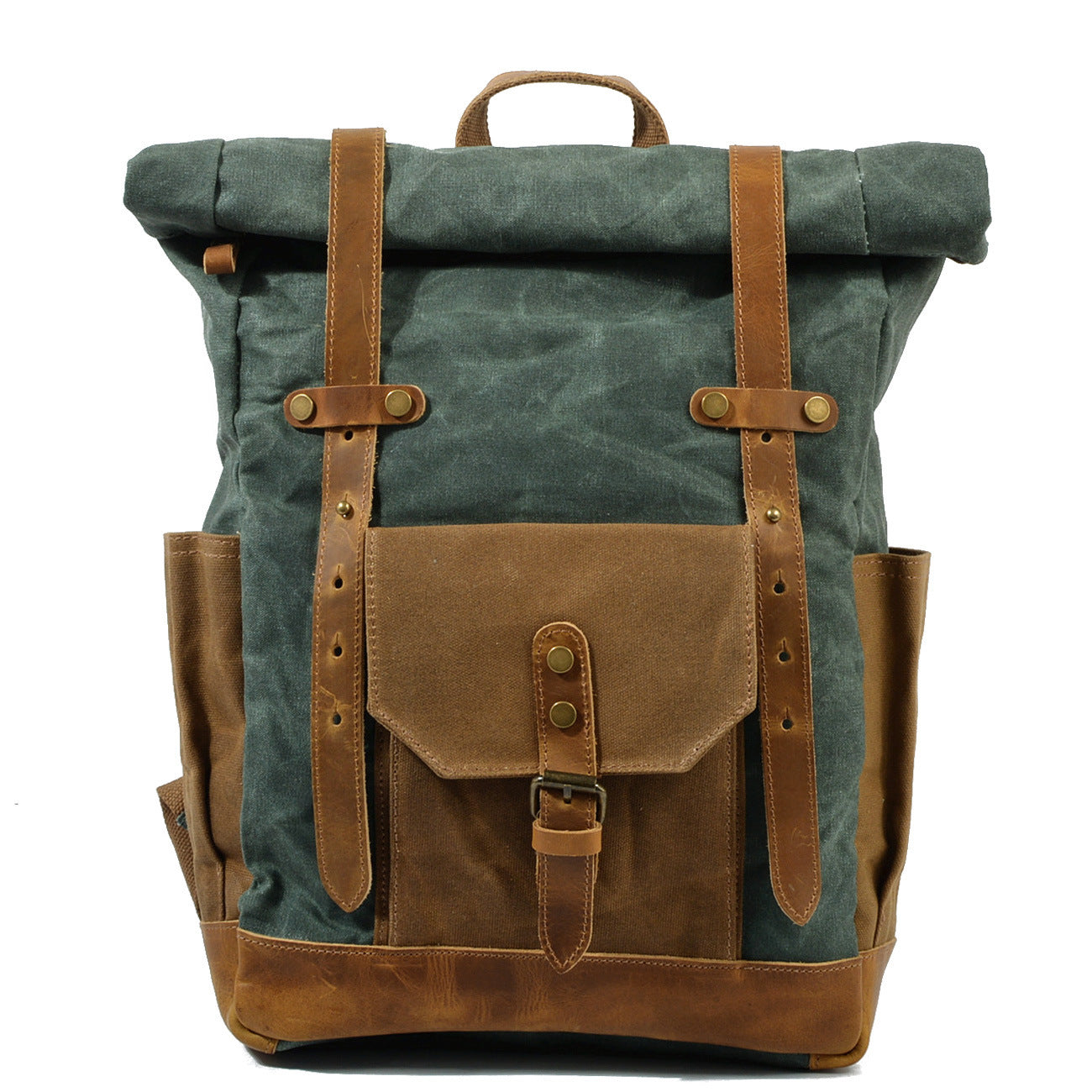 Mochila Vintage Roll-Top de Lona Impermeable – Estilo Clásico y Resistente