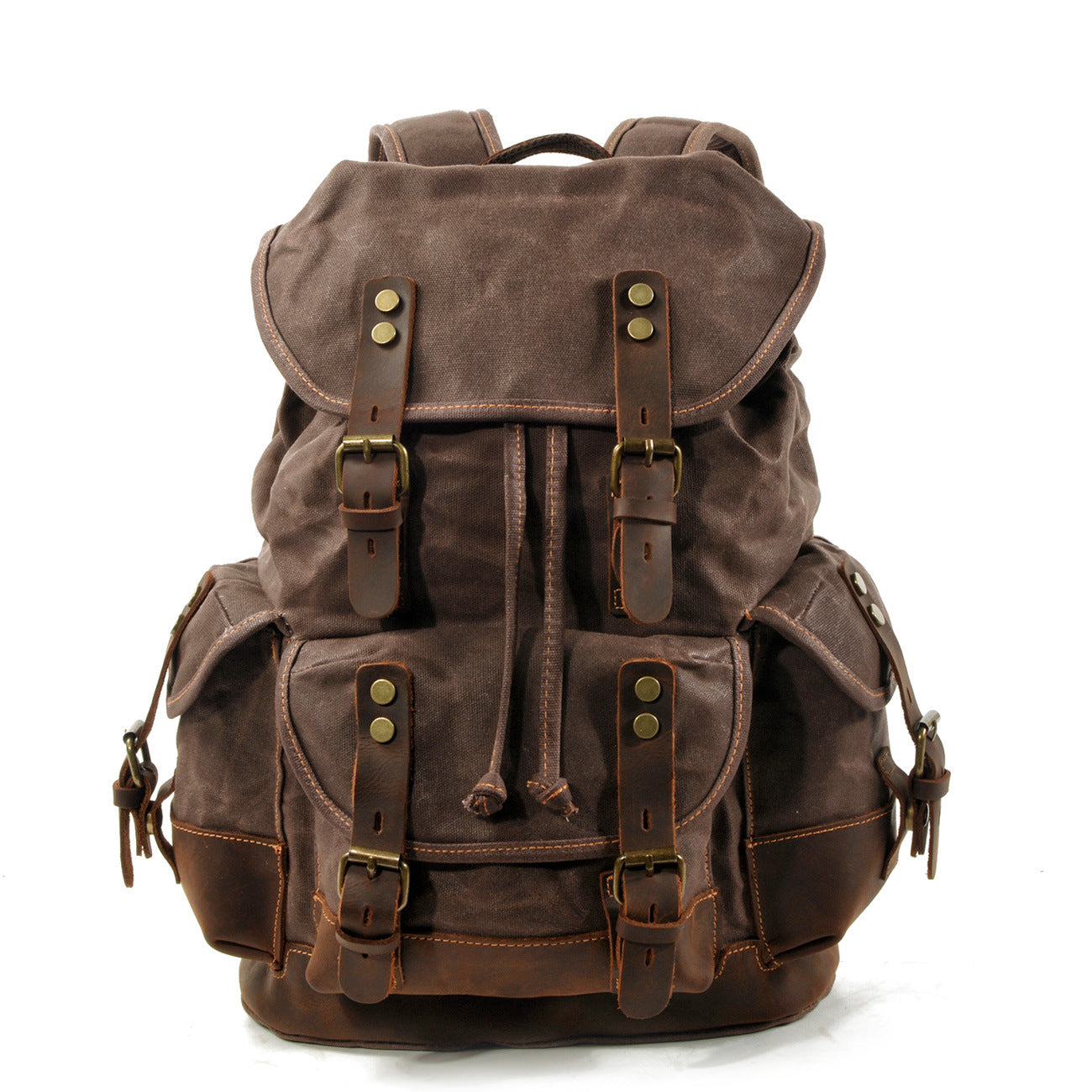 Mochila Montañera Clásica de Lona y Cuero – Versátil, Elegante y Ultra Duradera