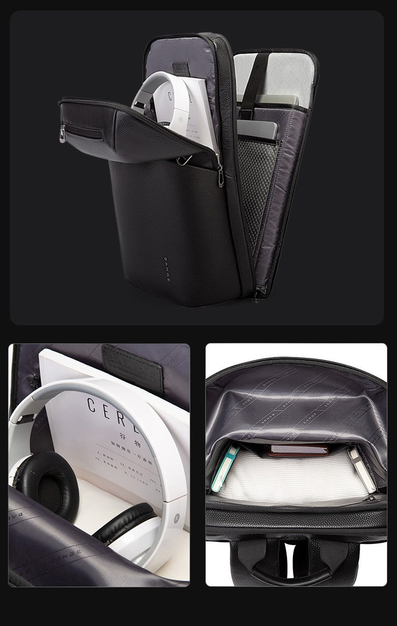 Mochila Premium de Cuero para Laptop – Impermeable y Resistente