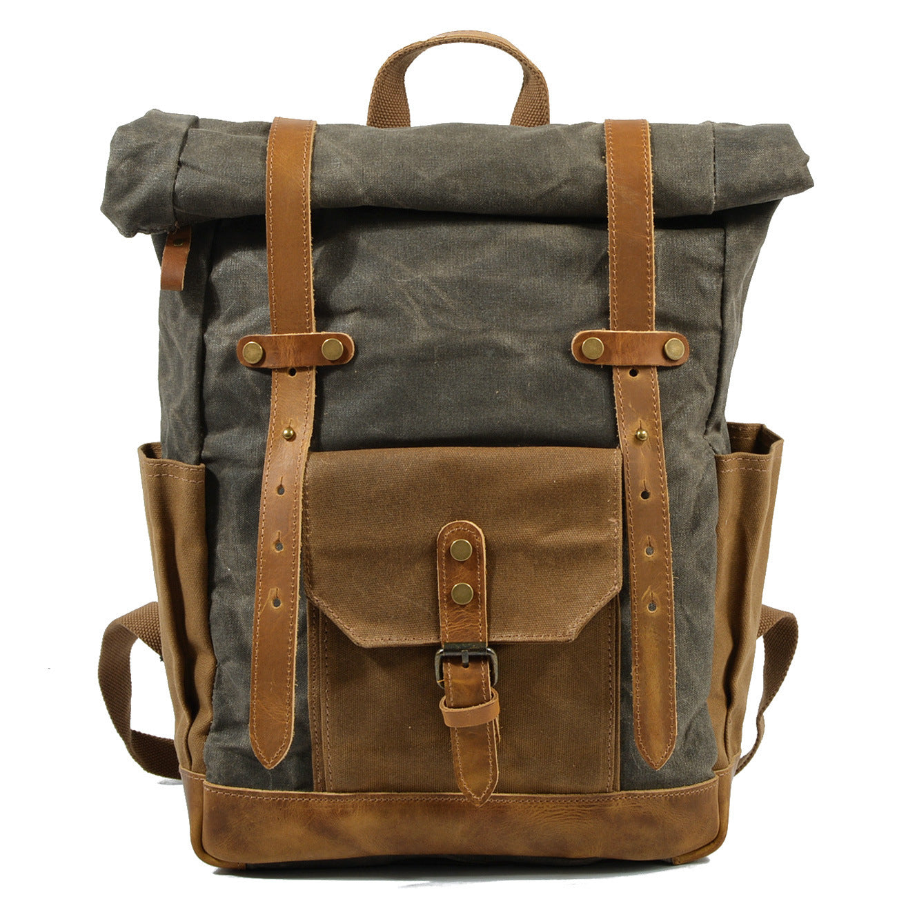 Mochila Vintage Roll-Top de Lona Impermeable – Estilo Clásico y Resistente