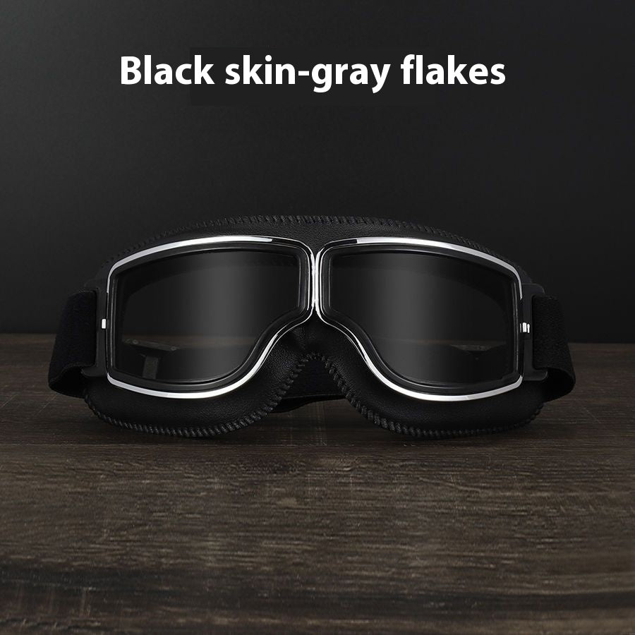 Gafas Retro con Detalles en Cuero Sintético – Estilo Vintage y Protección Outdoor