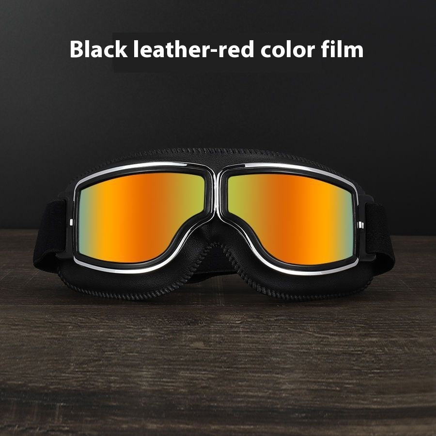 Gafas Retro con Detalles en Cuero Sintético – Estilo Vintage y Protección Outdoor