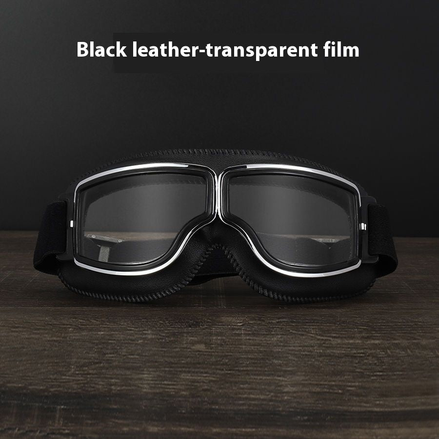 Gafas Retro con Detalles en Cuero Sintético – Estilo Vintage y Protección Outdoor