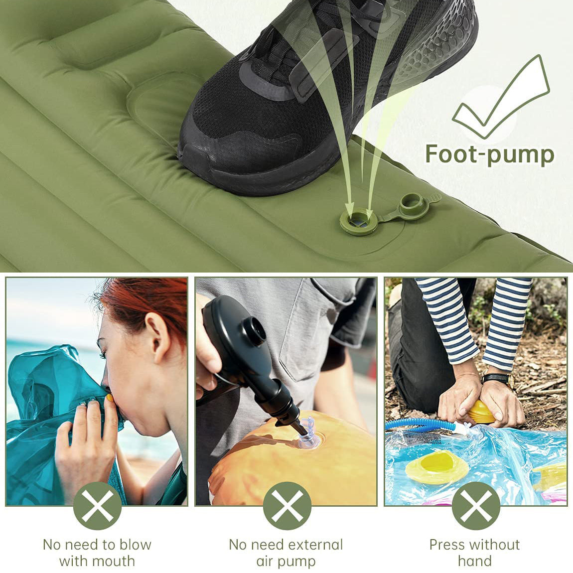 Colchoneta 40D Impermeable para Camping – Con Broche De Unión y Soporta 180 kg