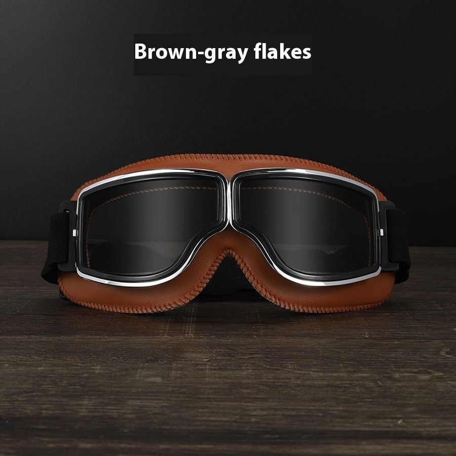 Gafas Retro con Detalles en Cuero Sintético – Estilo Vintage y Protección Outdoor