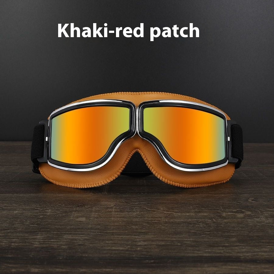 Gafas Retro con Detalles en Cuero Sintético – Estilo Vintage y Protección Outdoor