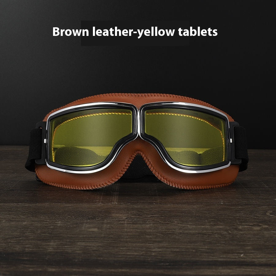 Gafas Retro con Detalles en Cuero Sintético – Estilo Vintage y Protección Outdoor