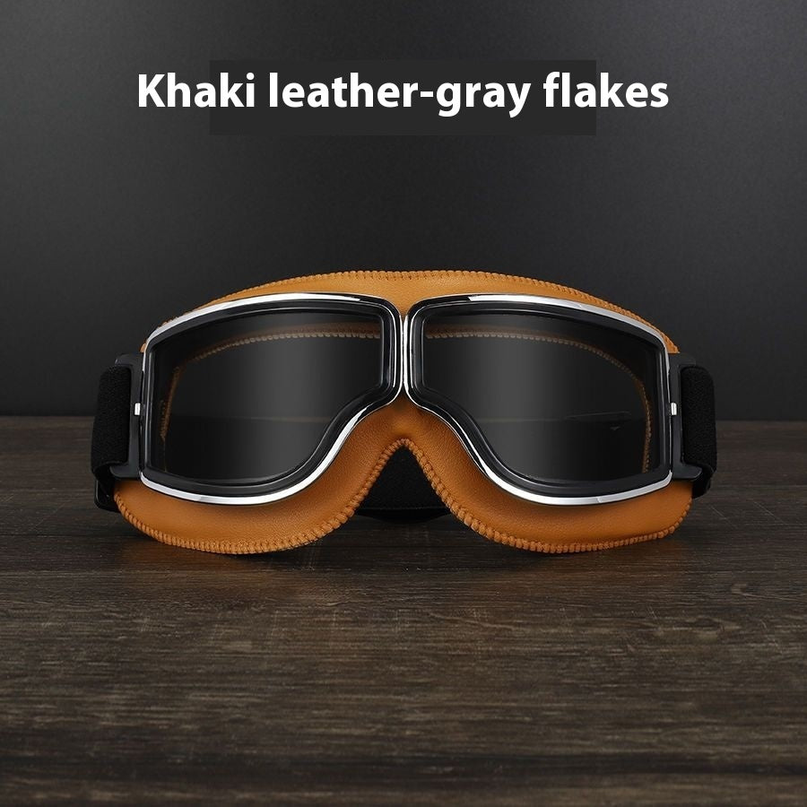 Gafas Retro con Detalles en Cuero Sintético – Estilo Vintage y Protección Outdoor