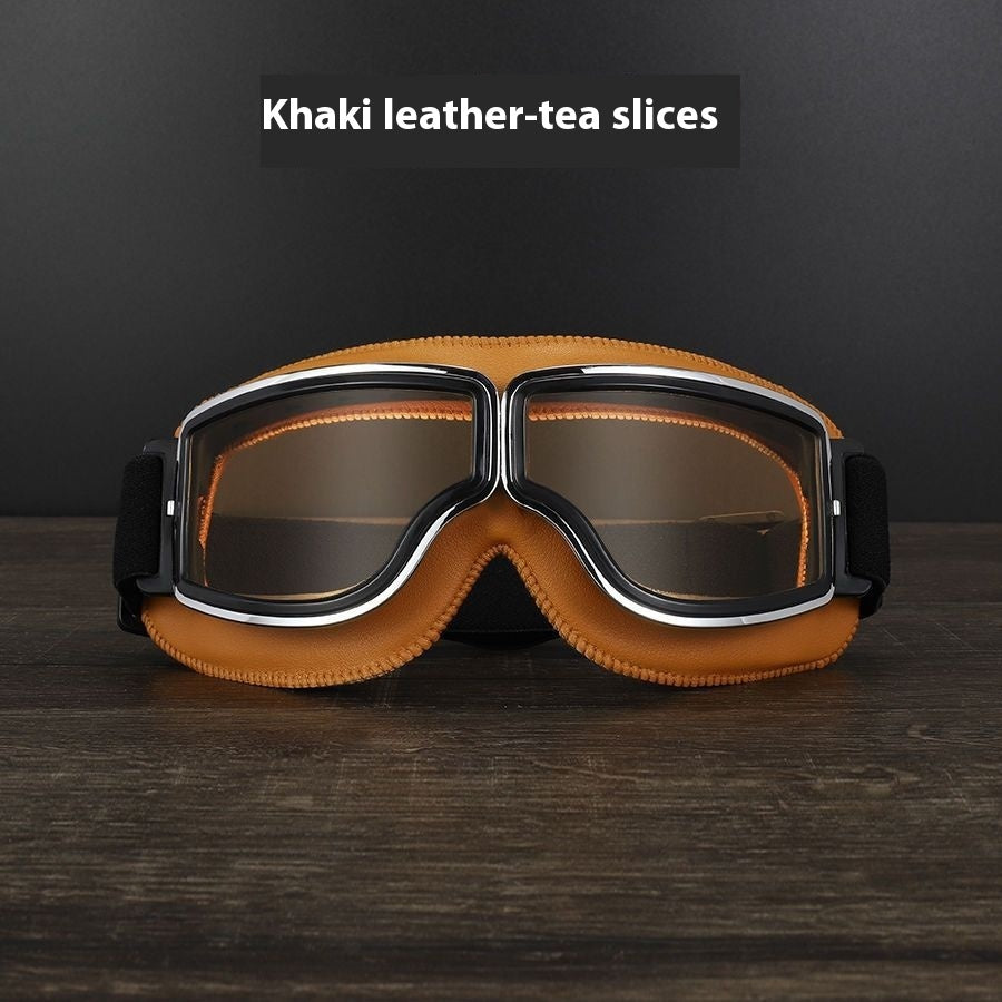 Gafas Retro con Detalles en Cuero Sintético – Estilo Vintage y Protección Outdoor