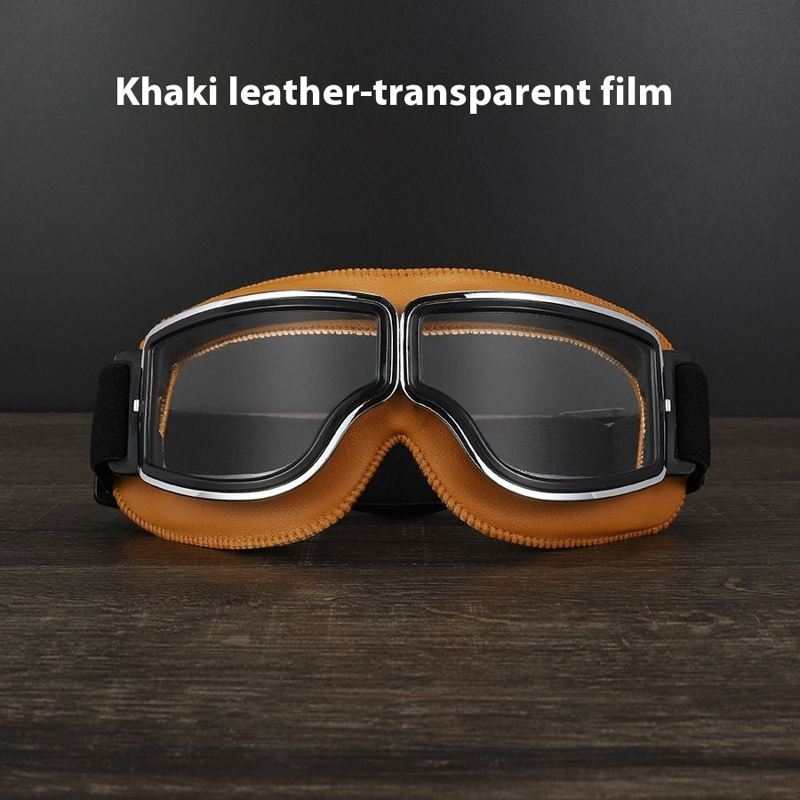 Gafas Retro con Detalles en Cuero Sintético – Estilo Vintage y Protección Outdoor