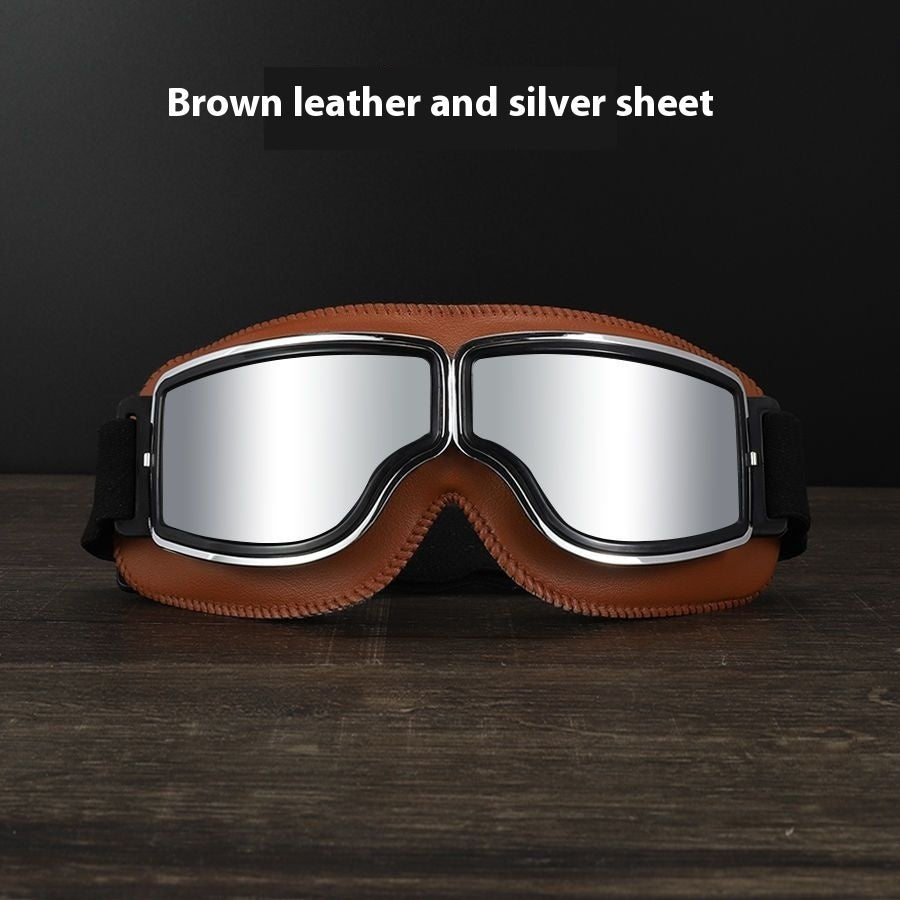 Gafas Retro con Detalles en Cuero Sintético – Estilo Vintage y Protección Outdoor