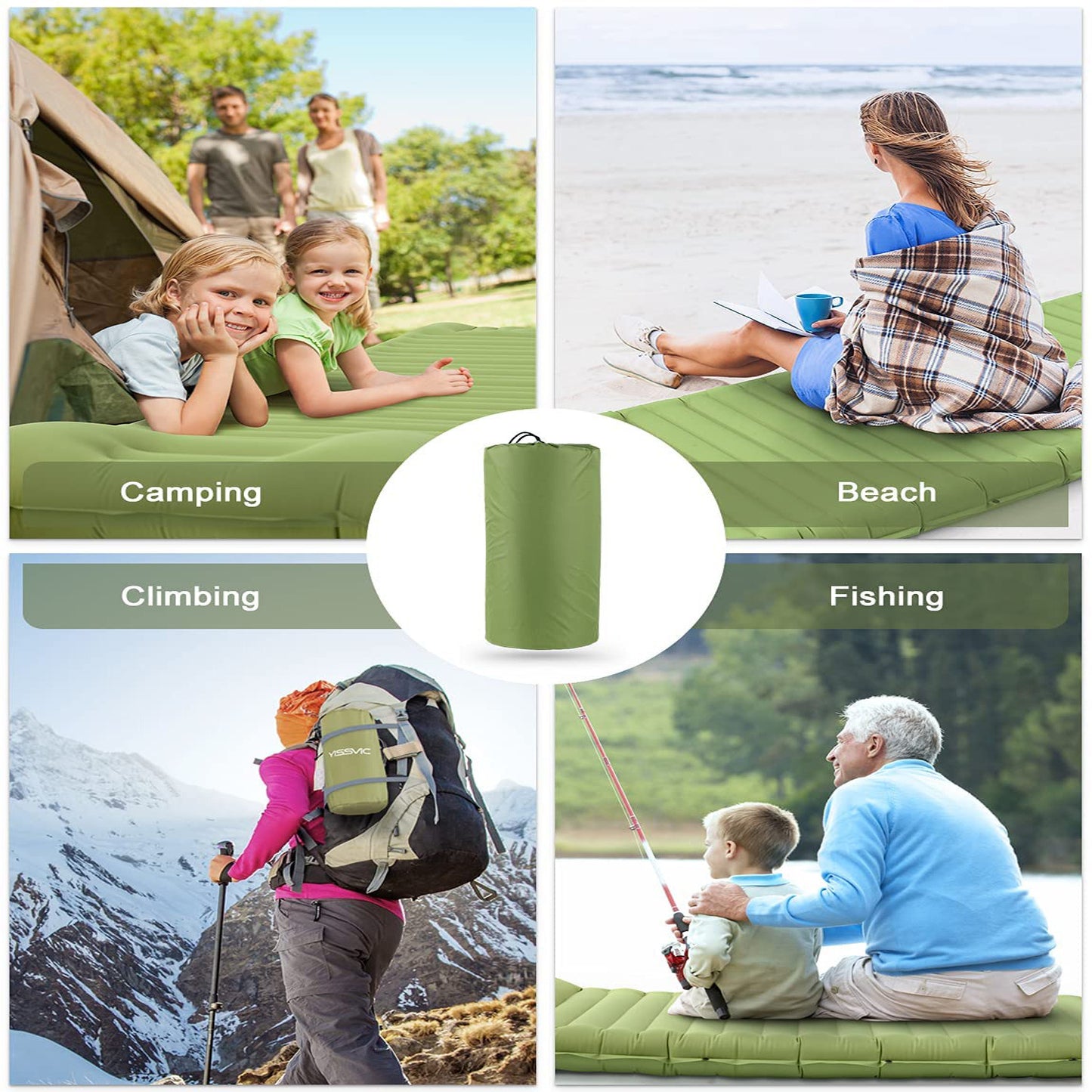 Colchoneta 40D Impermeable para Camping – Con Broche De Unión y Soporta 180 kg