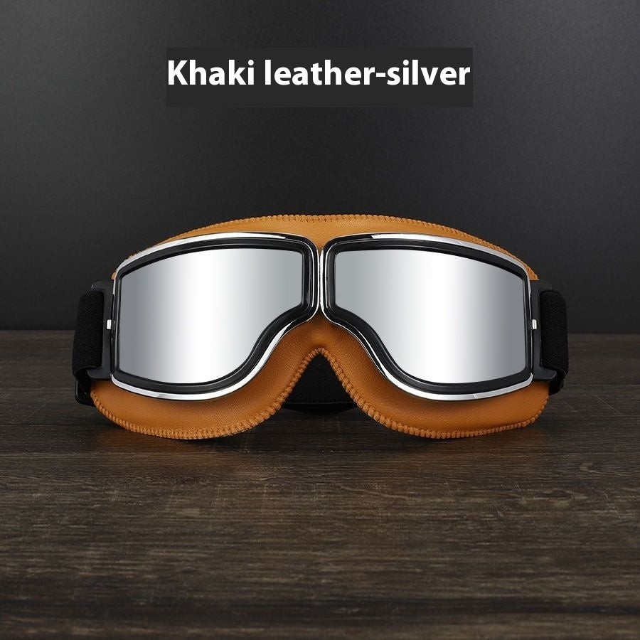 Gafas Retro con Detalles en Cuero Sintético – Estilo Vintage y Protección Outdoor