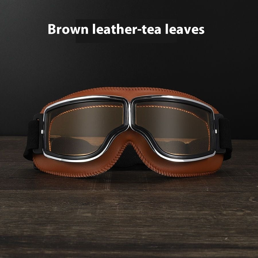 Gafas Retro con Detalles en Cuero Sintético – Estilo Vintage y Protección Outdoor