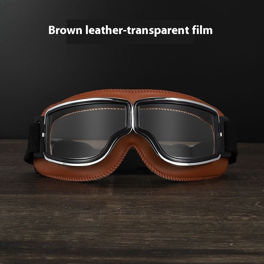 Gafas Retro con Detalles en Cuero Sintético – Estilo Vintage y Protección Outdoor