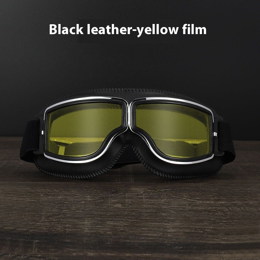 Gafas Retro con Detalles en Cuero Sintético – Estilo Vintage y Protección Outdoor