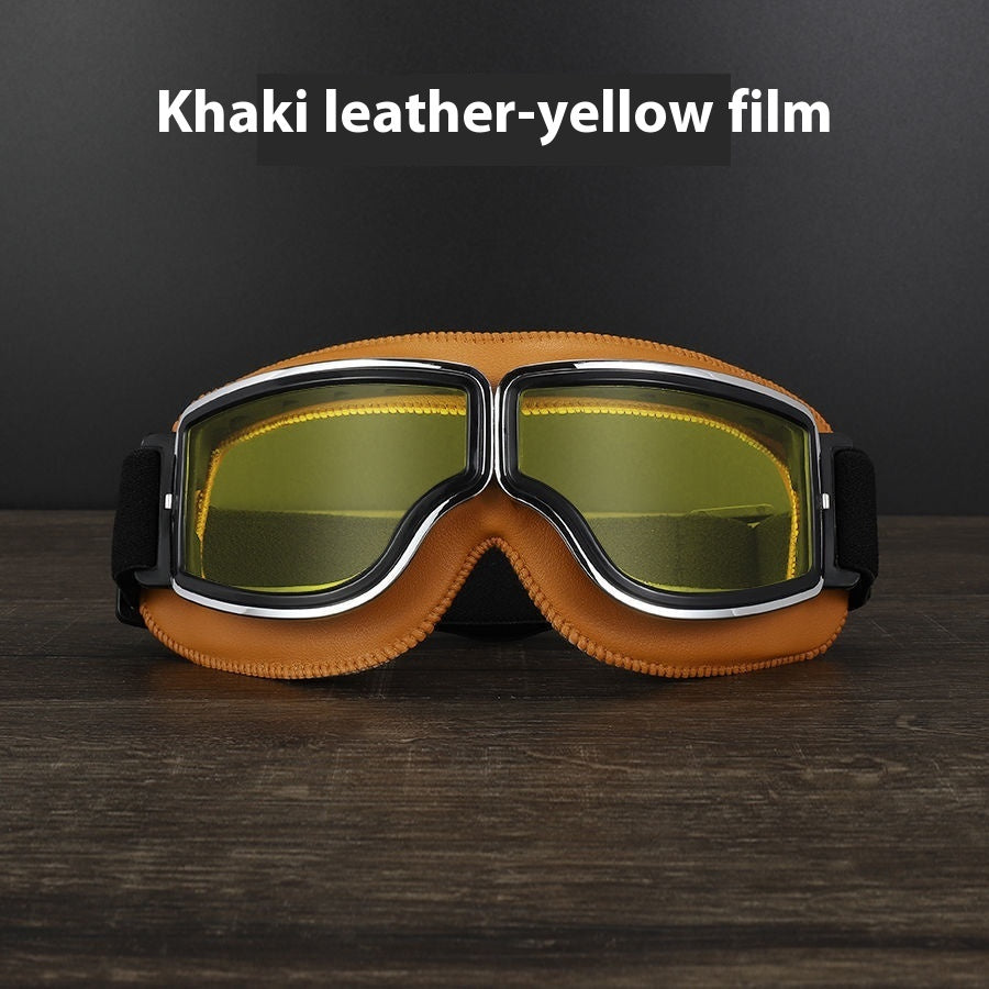 Gafas Retro con Detalles en Cuero Sintético – Estilo Vintage y Protección Outdoor