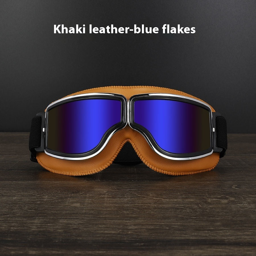 Gafas Retro con Detalles en Cuero Sintético – Estilo Vintage y Protección Outdoor