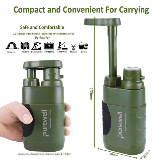 Purificador Portátil de Agua con Sistema de Bombeo - 4 Etapas de Filtrado y Núcleo UF