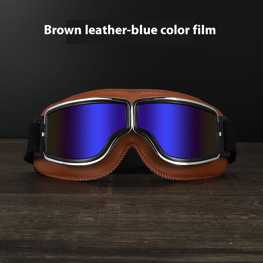 Gafas Retro con Detalles en Cuero Sintético – Estilo Vintage y Protección Outdoor