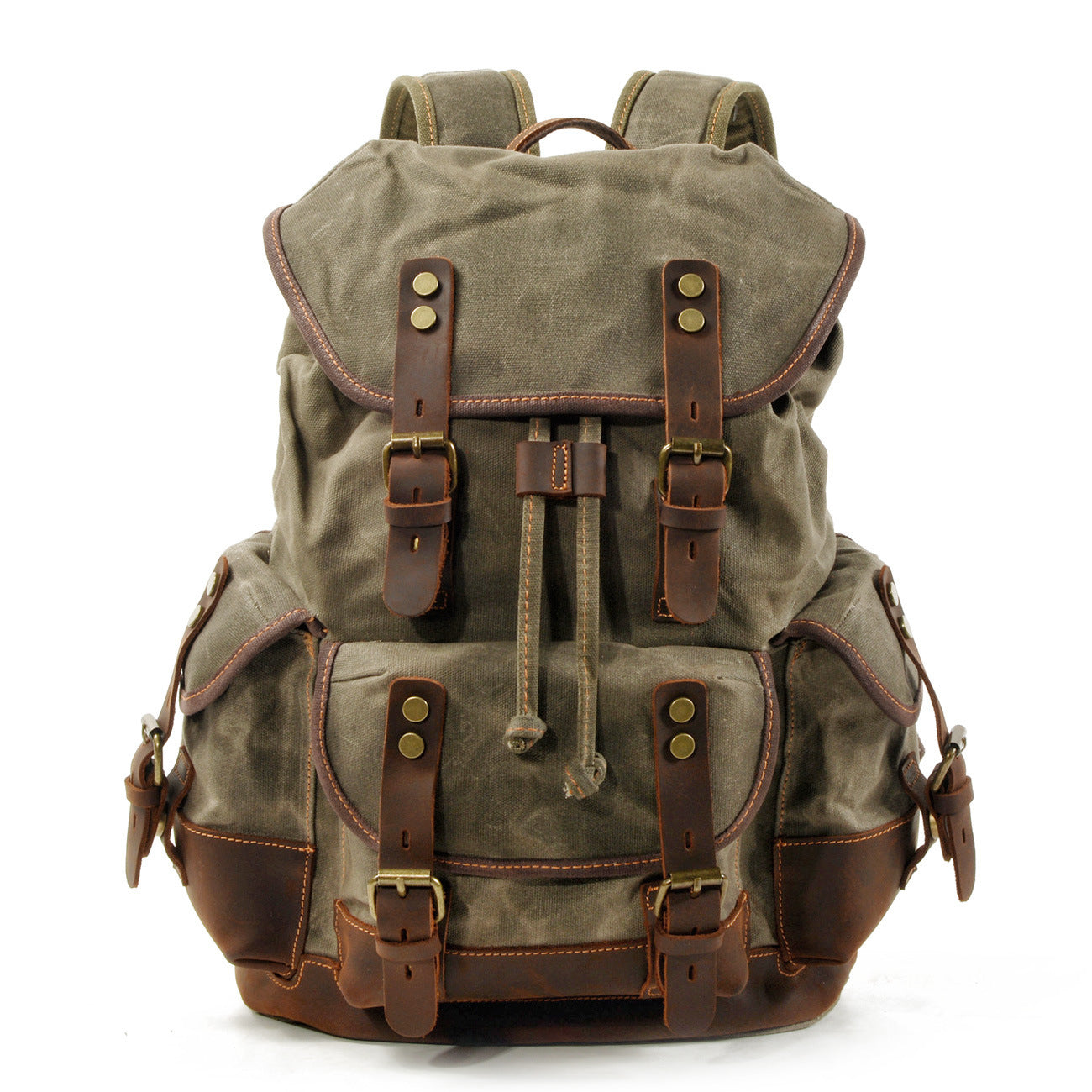 Mochila Montañera Clásica de Lona y Cuero – Versátil, Elegante y Ultra Duradera